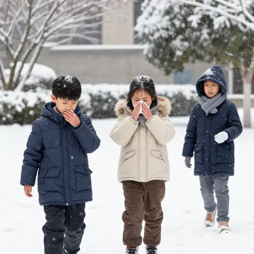孩子们在冬天容易感冒。