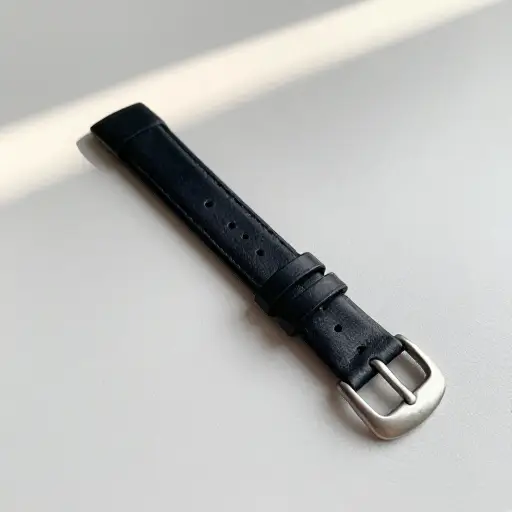 这个手表的表带有一个金属扣环可以轻松固定。