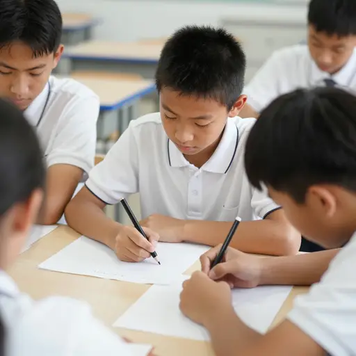 我们在学校一起学习和做事。