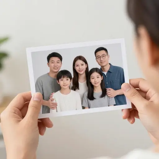 请看这张全家福，这是我妹妹。