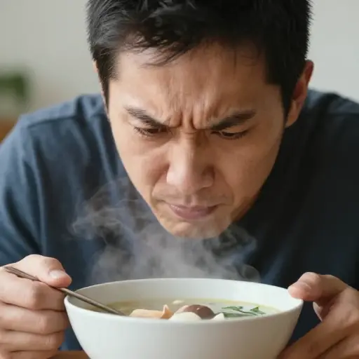 他怀疑地嗅了嗅汤。