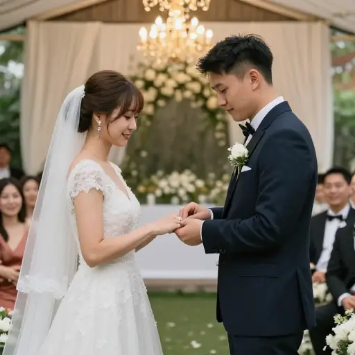 然后他们交换戒指，他们将正式结婚。