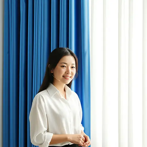 我妈妈喜欢客厅里的蓝色窗帘。