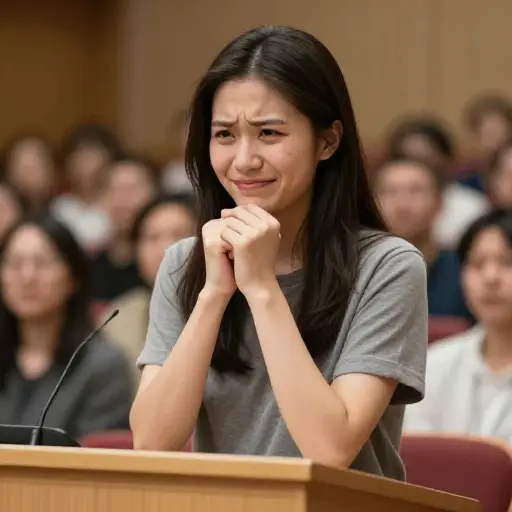她在演讲期间紧张地咯咯笑了起来。