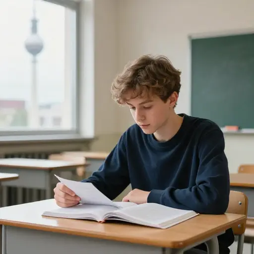 他在柏林的文理中学就读，准备考大学。