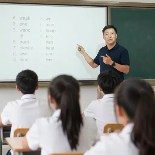 我的老师清晰地发音这个单词让我们重复。