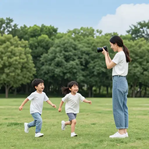 她拍了许多她孩子的照片。