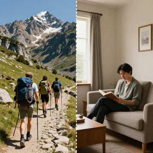 有些人喜欢徒步旅行，而另一些人则更喜欢待在室内。