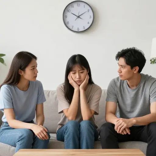 我们和她谈了一个小时，但无法让她明白道理。