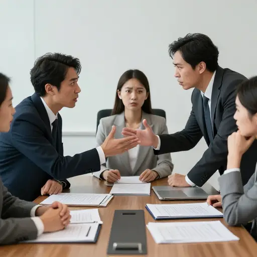 当他们在新政策上意见不合时，会议变得激烈争吵。