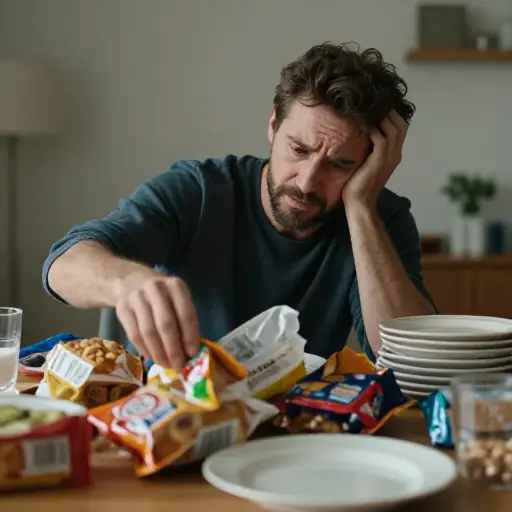 他有一种难以控制的强迫性进食障碍。