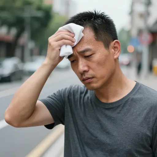 他停下来擦了擦额头上的汗珠。