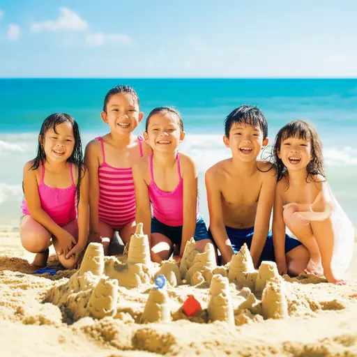孩子们在海滩上玩耍时是最快乐的。