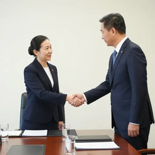 外交部长会见了来自邻国的对应部长。
