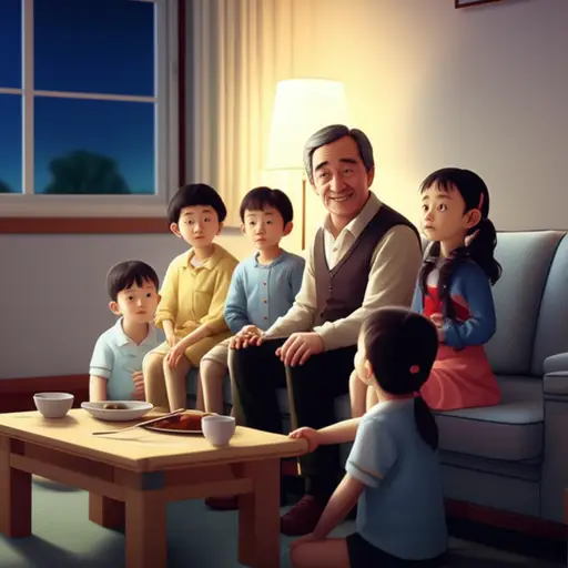 我小时候，爷爷常常在晚饭后给我们讲故事。