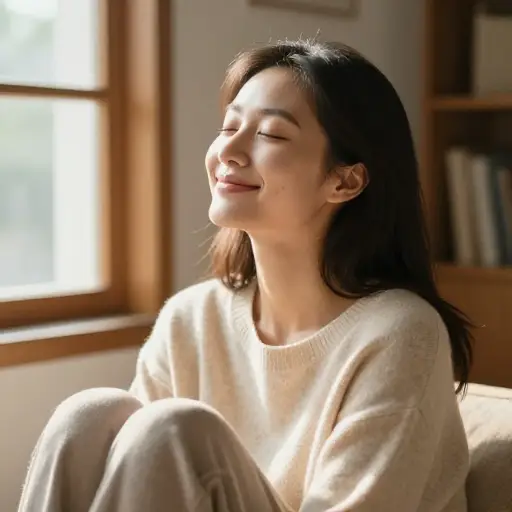 她的脸上渐渐洋溢出幸福的笑容。
