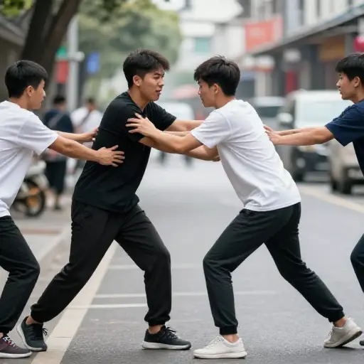 我注意到有些人在打架，我们试图把他们分开。