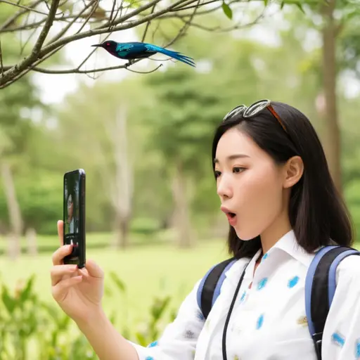 她迅速用手机拍下了那只罕见的鸟。