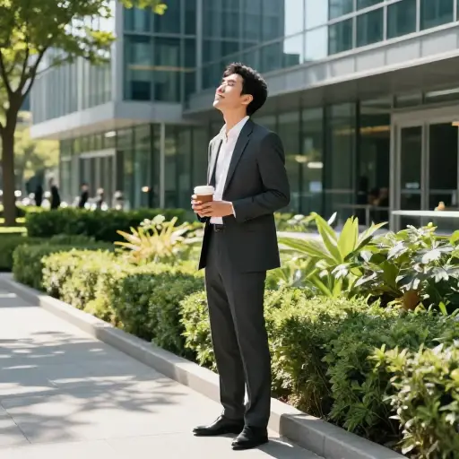 工作时休息一下，最好到外面呼吸新鲜空气。