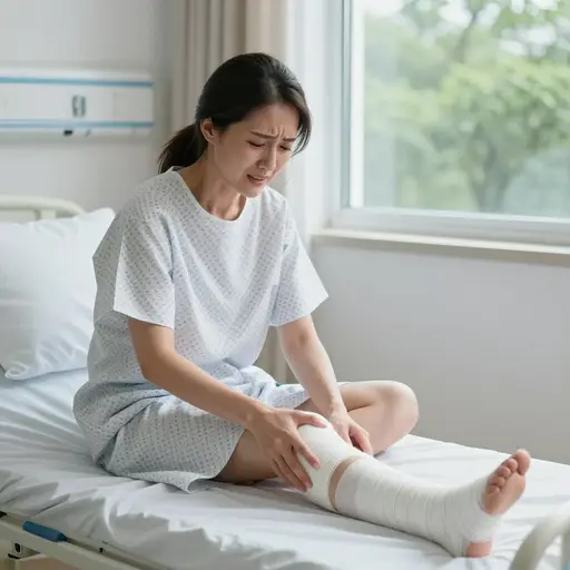 手术后，她不得不经历一段痛苦的康复期。