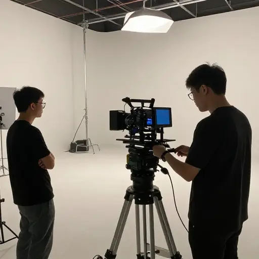 他在一家电影工作室工作。
