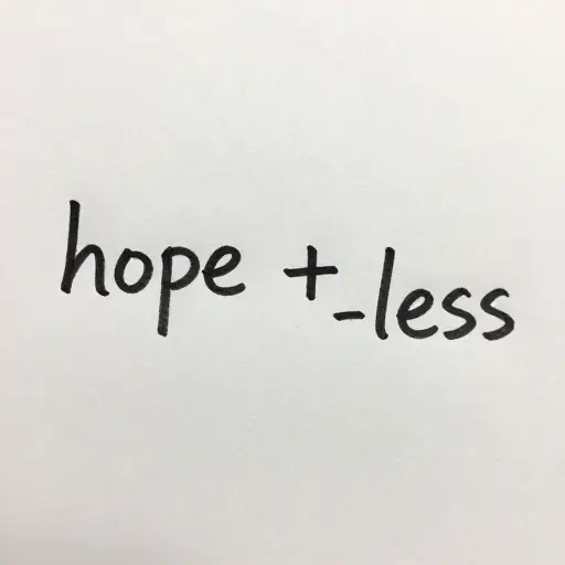 在 'hope' 后添加后缀 '-less' 构成了 'hopeless'，意为没有希望的。