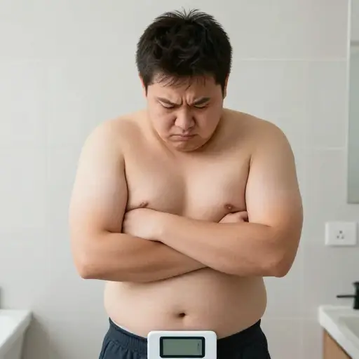他对自己的体重非常敏感防备。