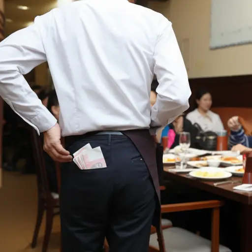 服务员被发现偷偷把顾客的小费塞进了自己的口袋。