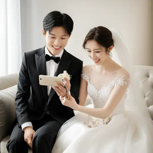 这对新婚夫妇在社交网络上分享了他们的婚纱照。