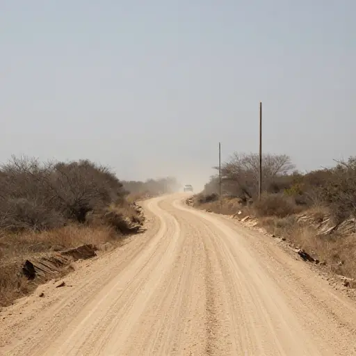 我们在尘土飞扬的道路上行驶了很远。