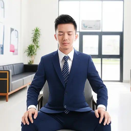 他在面试前深呼吸了几次，让自己冷静下来。