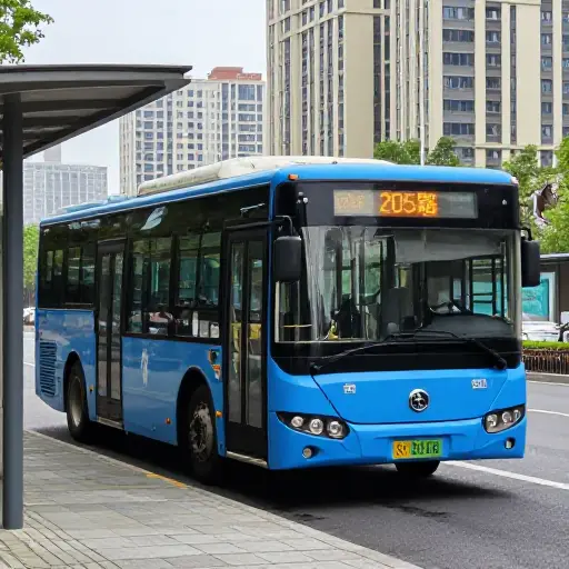 开往市中心的公交车编号为205路，每15分钟一班。