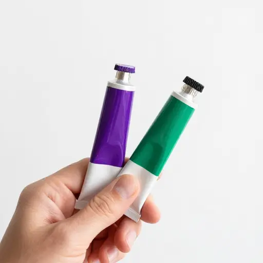 我会用紫色和绿色的颜料。