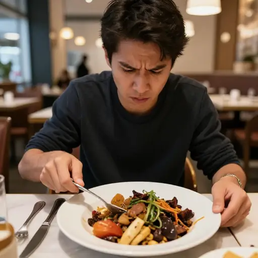 这家餐厅的食物太难吃了，我以后再也不会去了。