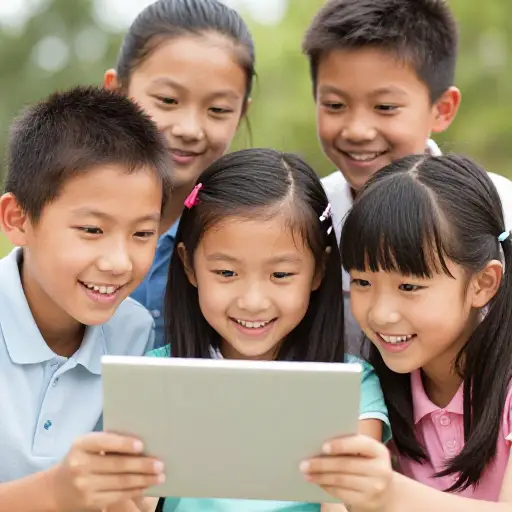 孩子们看着图片笑了。