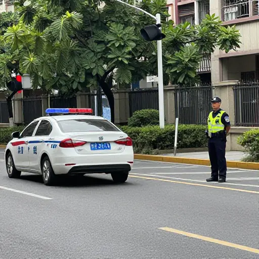 当我们看到警察时，我们放慢了速度。