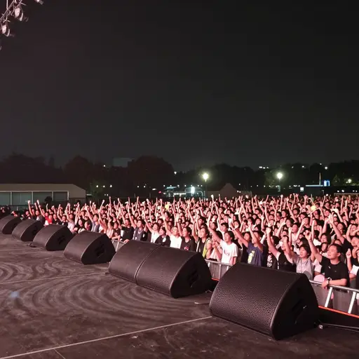 音响系统会把现场观众的欢呼声放大。