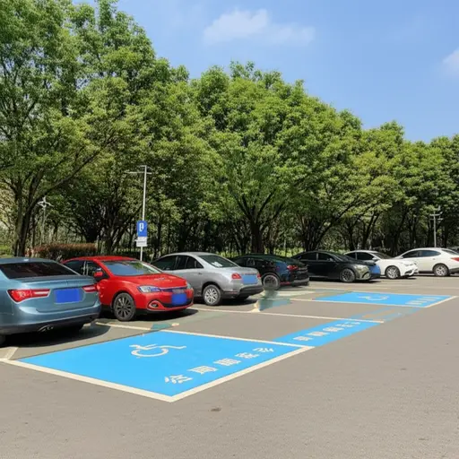 公园为残疾人提供了专用停车位。