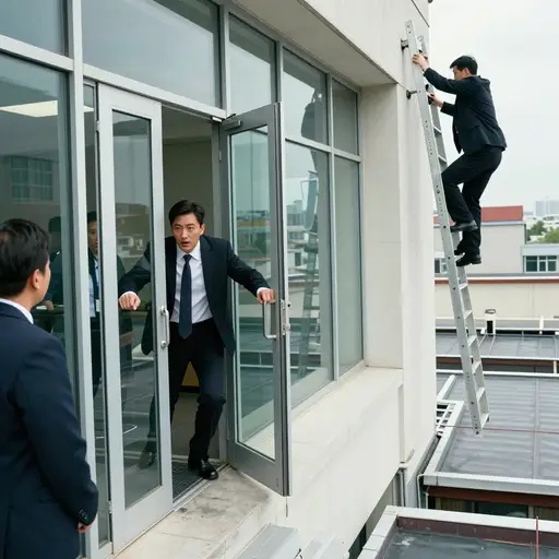 一名保镖突然冲进大楼，而保罗则从屋顶逃出。