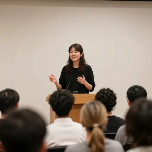 她做了一个关于她艺术家之旅的鼓舞人心的演讲。