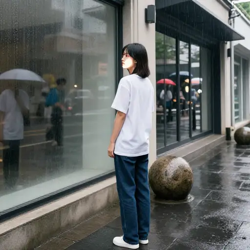 她出门没带伞。