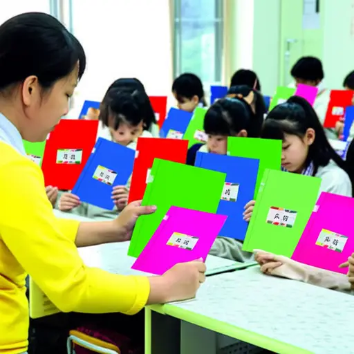 老师给每个学生的作业本上都贴了姓名贴纸。