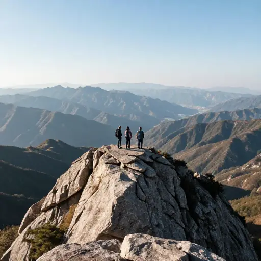 我们在山脊的一个突出部停下来欣赏风景。
