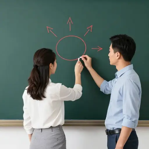 老师在黑板上用红色粉笔强调了重点内容。