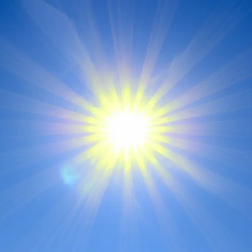 太阳的光芒像金色的射线一样向四周发散。