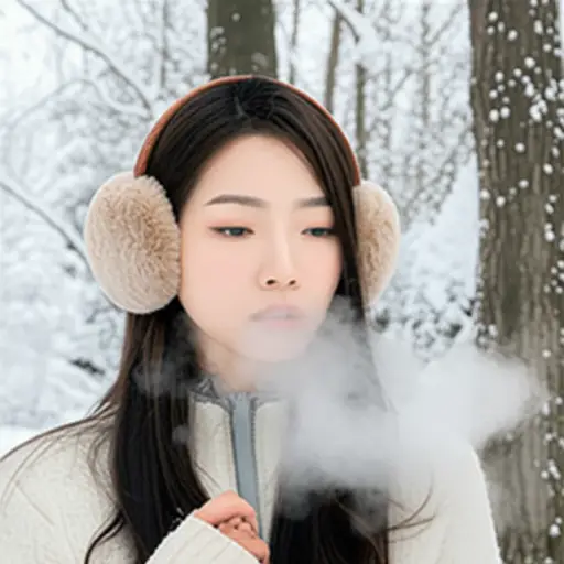 她的耳朵对寒冷很敏感，冬天总是戴着耳罩。