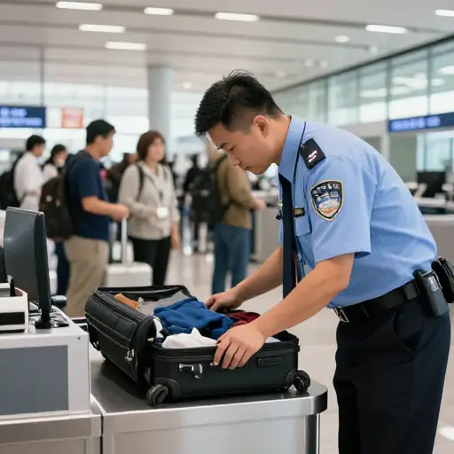 海关官员仔细检查了我的手提箱。