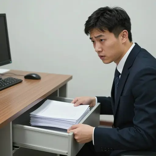 那名鬼鬼祟祟的实习生试图盗取首席执行官的机密文件。