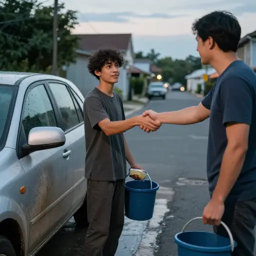 我和你做个交易——你洗车，我今晚就让你用这辆车。