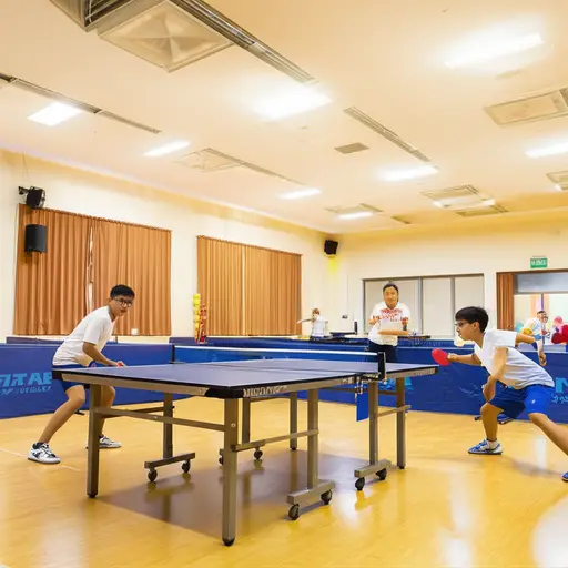 我们经常在学校打乒乓球。